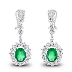 Gina Diamond & Emerald Earrings (6.45 ct Emeralds & Diamonds) in White Gold