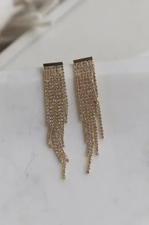 Gold Rhinestone Chain Earrings