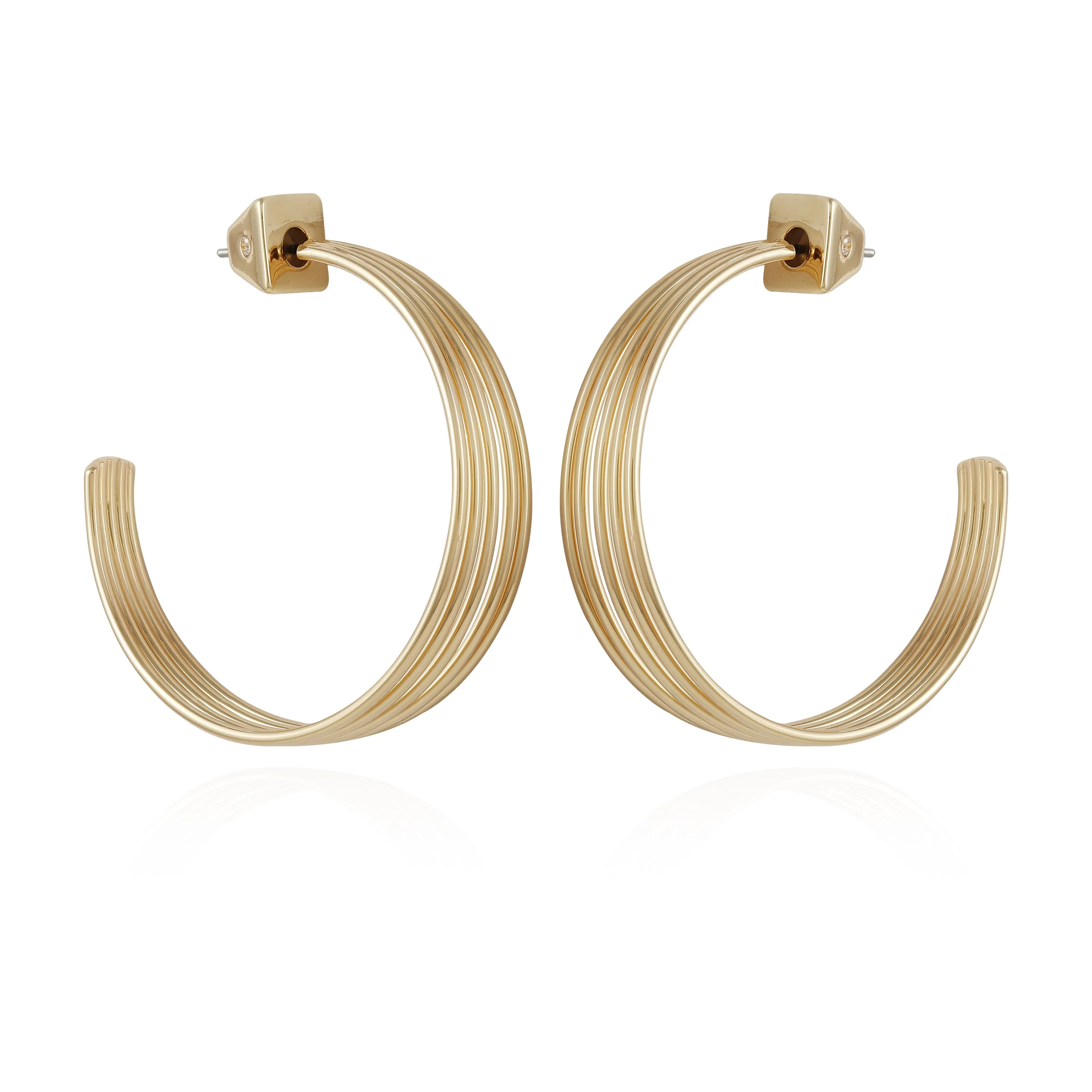 Goldtone Open Stacked Hoop Earrings