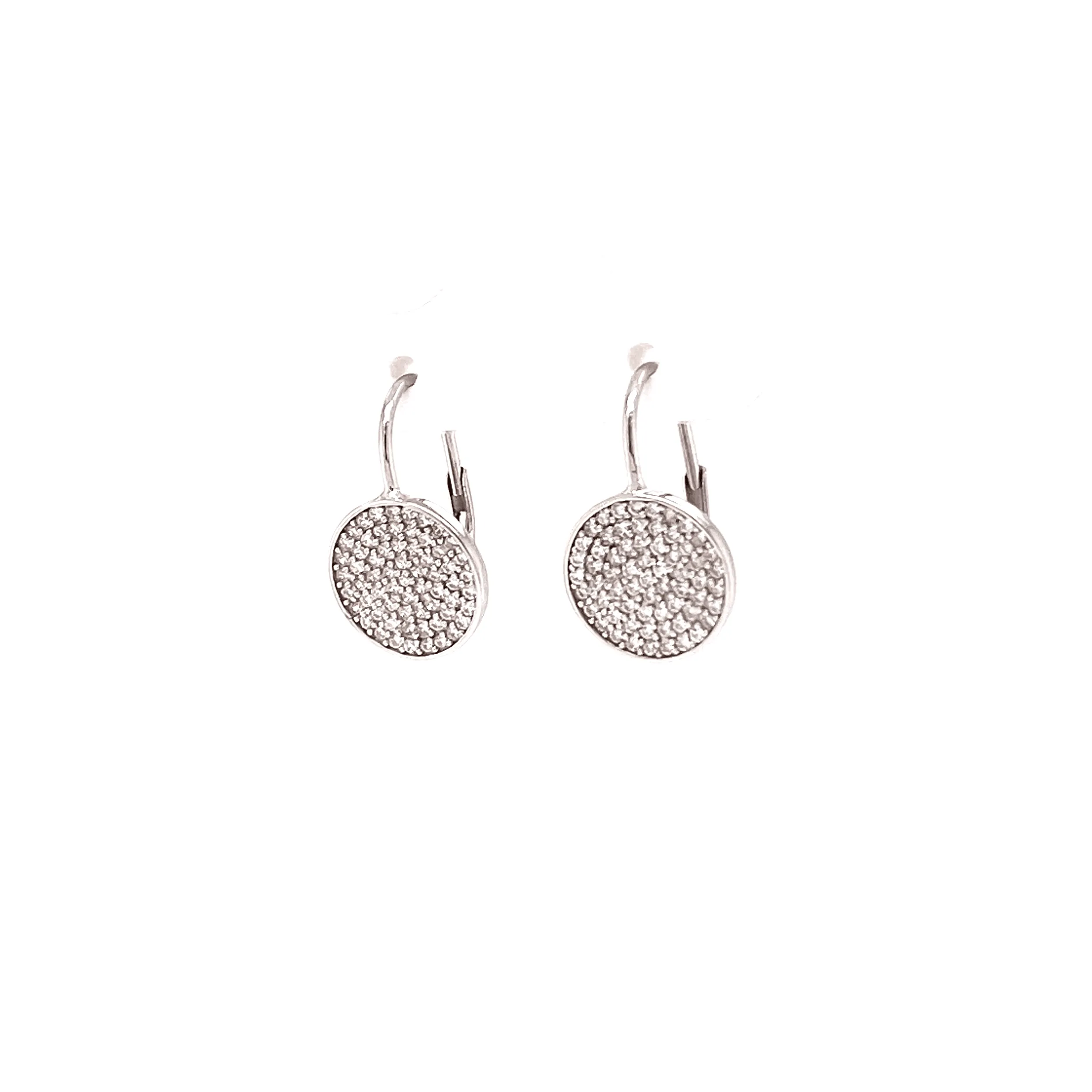 Hanging Earrings With Pave Circle Design