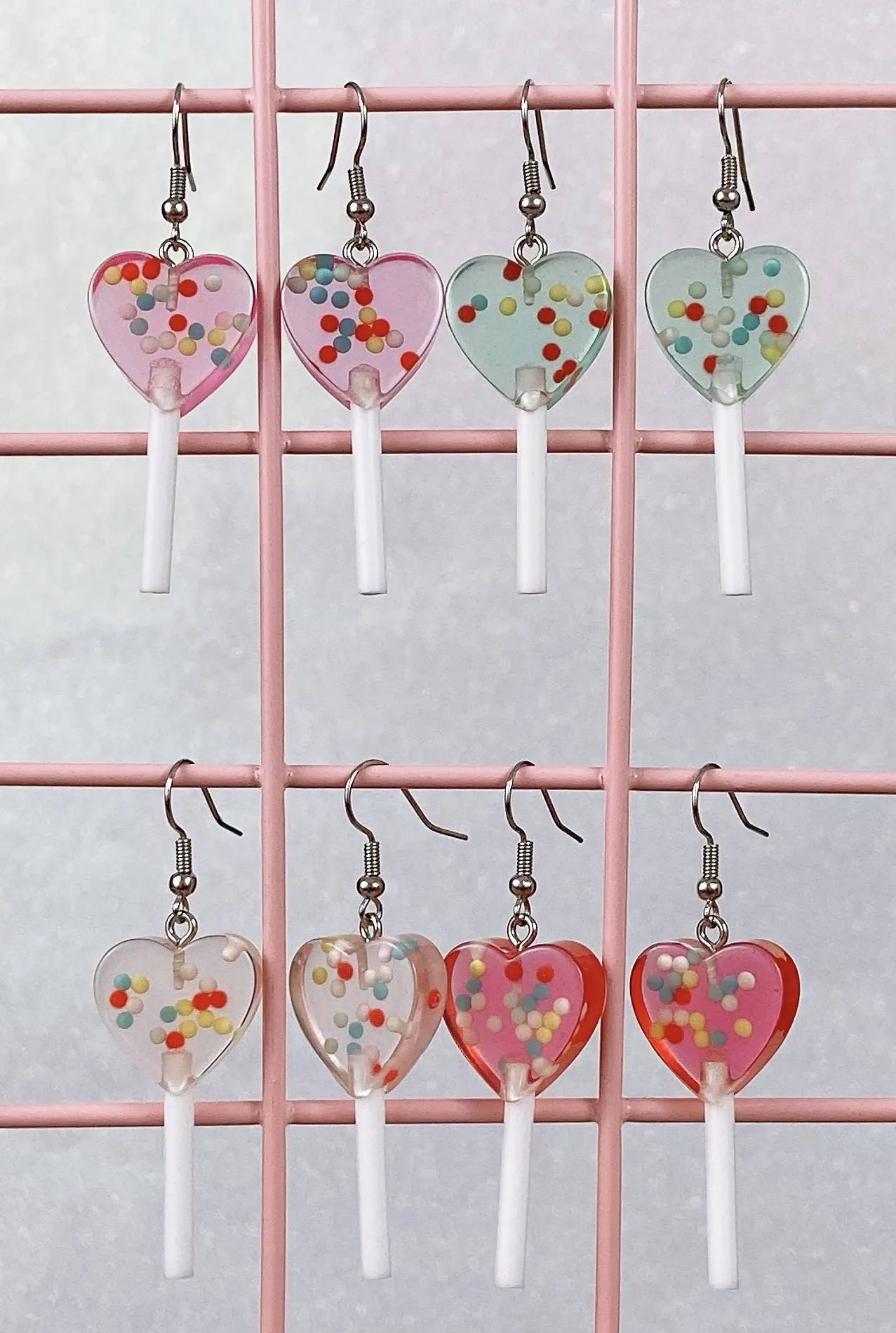 Heart Sprinkle Lollipop Earrings (4 Colors)