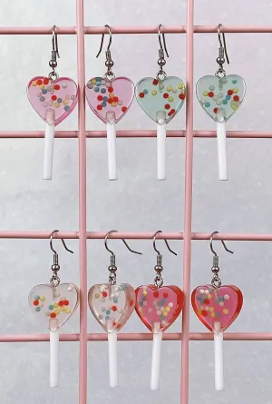 Heart Sprinkle Lollipop Earrings (4 Colors)