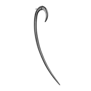 Hook Single Size 4 Earring - Silver Black Rhodium