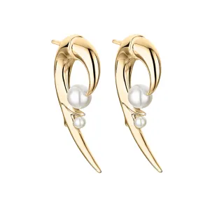 Hooked Pearl Earrings - Yellow Gold Vermeil