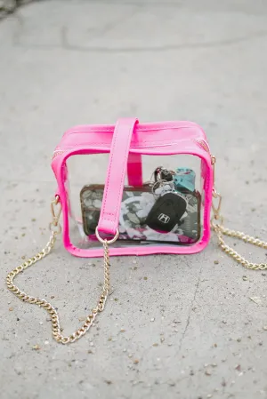 Hot Pink Trim Clear Crossbody