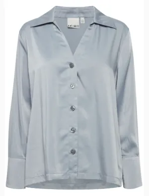 Idonna Satin shirt - Pebble Blue