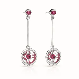 Jalan Besar Drop Earrings - Sterling Silver - Ruby