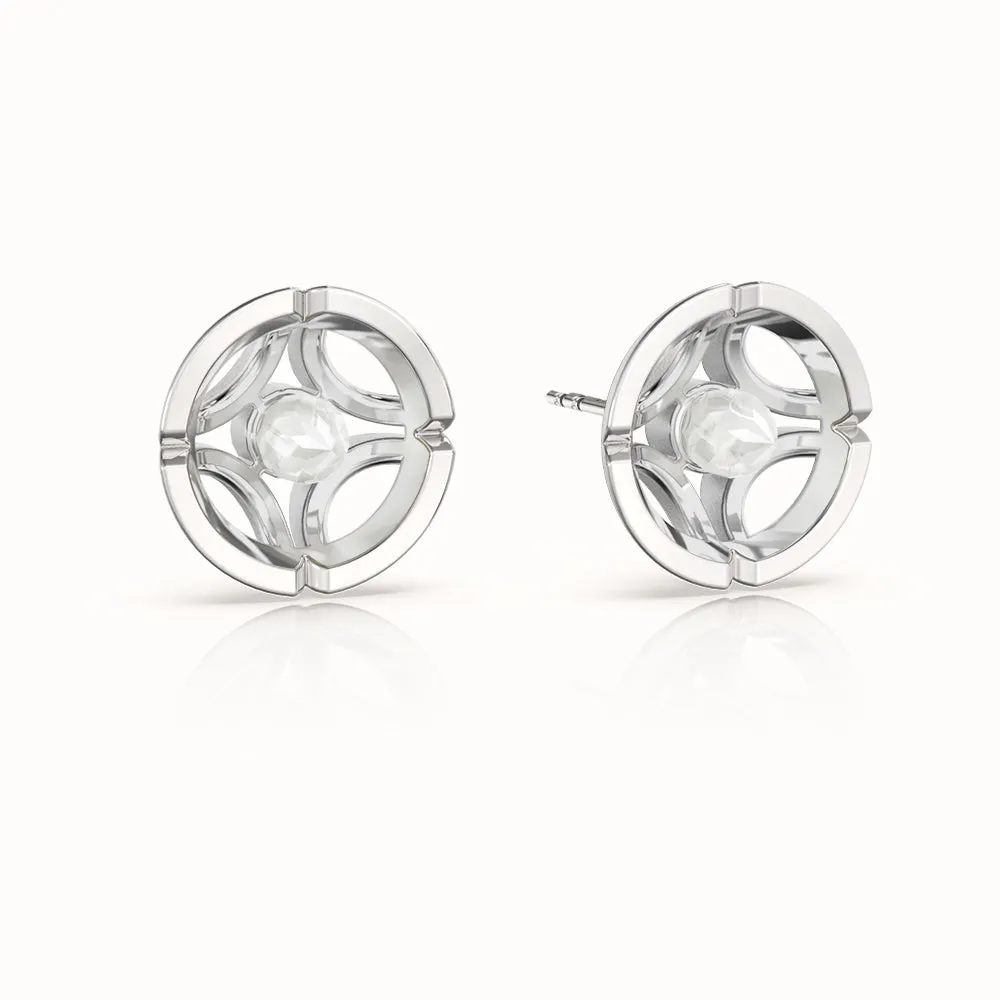 Jalan Besar Large Stud Earrings - Sterling Silver - Moonstone