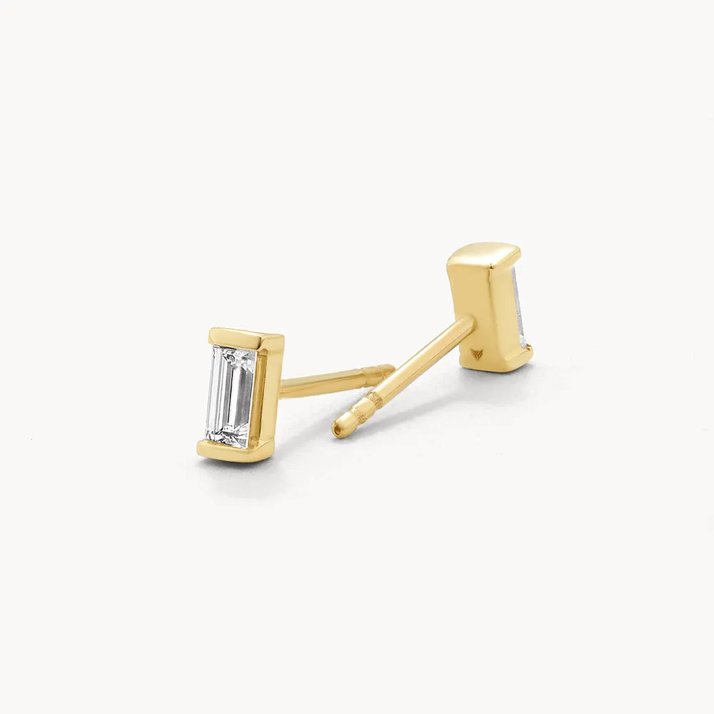 Laboratory-Grown Diamond Baguette Stud Earrings in 10k Gold