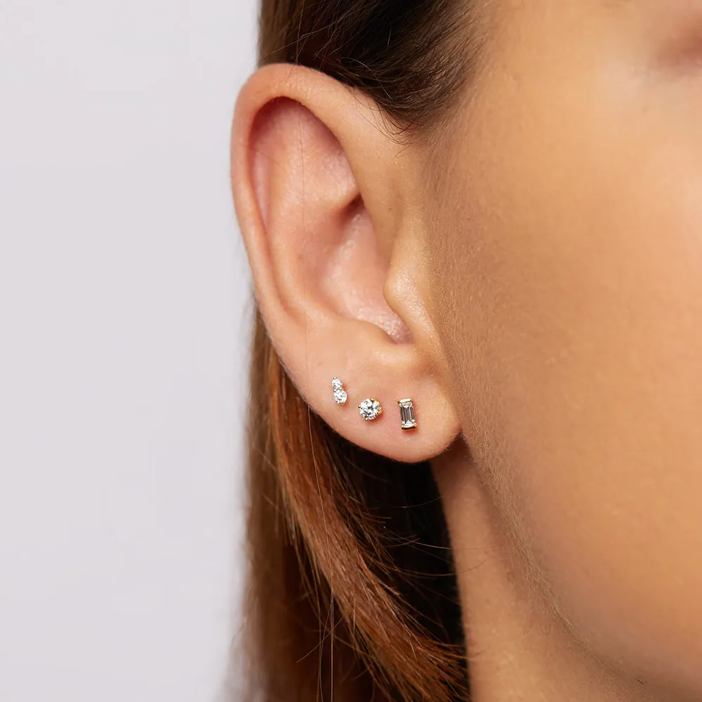 Laboratory-Grown Diamond Baguette Stud Earrings in 10k Gold