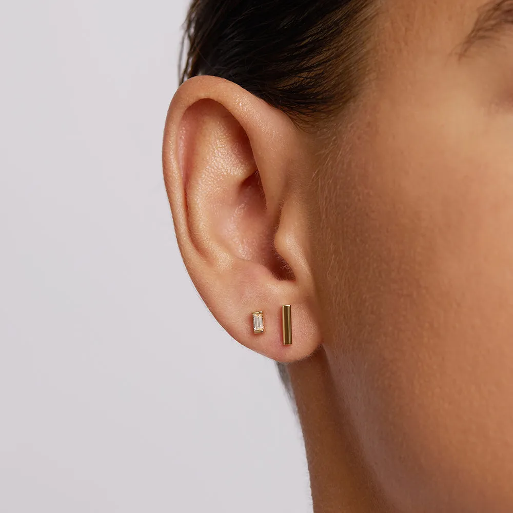 Laboratory-Grown Diamond Baguette Stud Earrings in 10k Gold