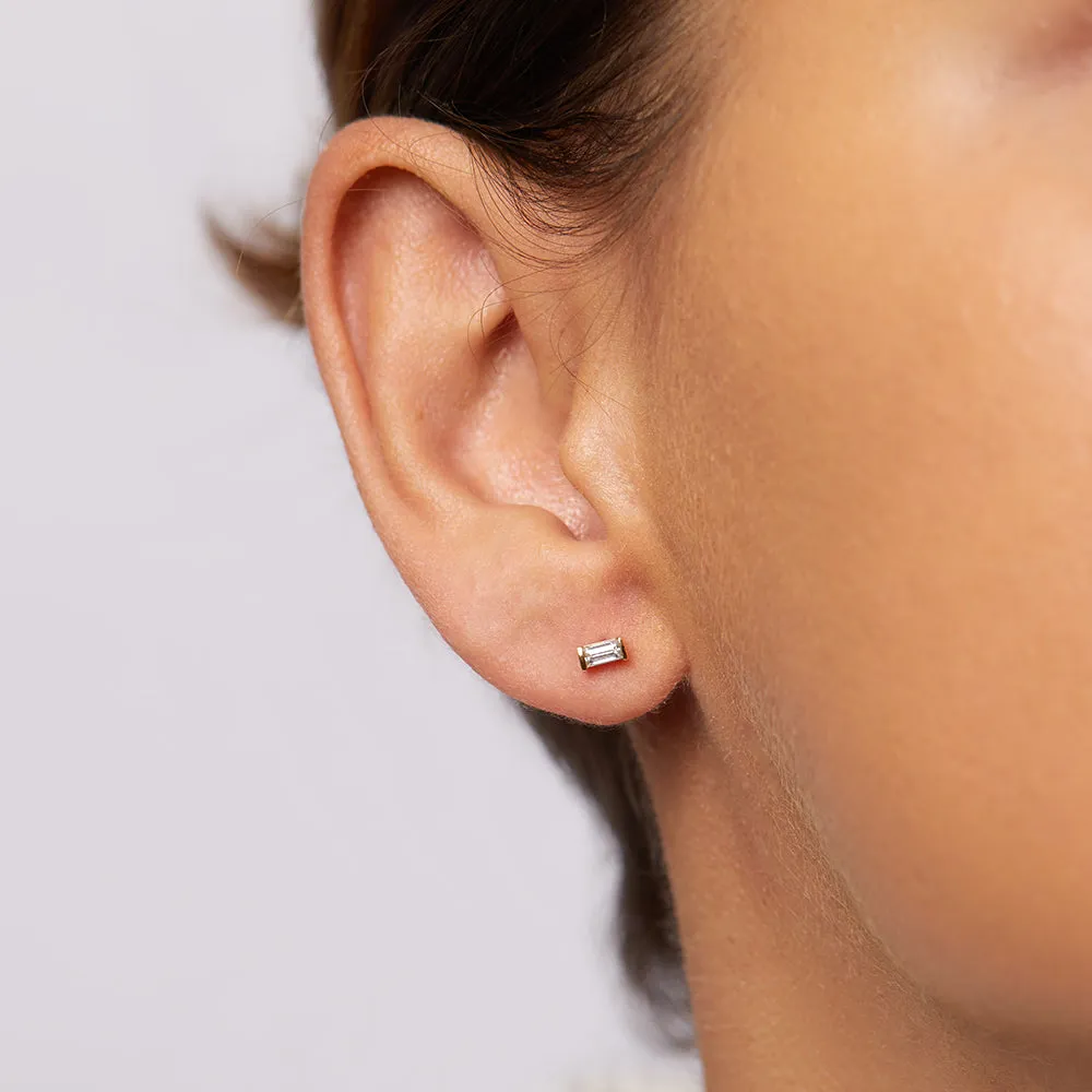 Laboratory-Grown Diamond Baguette Stud Earrings in 10k Gold