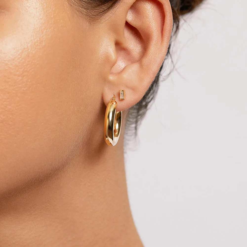 Laboratory-Grown Diamond Baguette Stud Earrings in 10k Gold