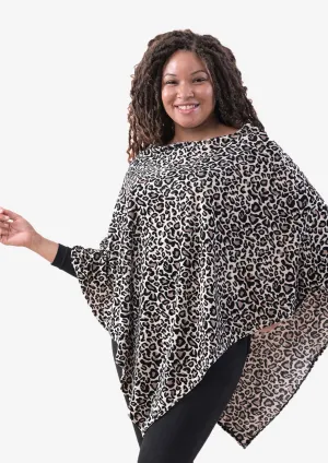 Leopard Printed Velvet Poncho