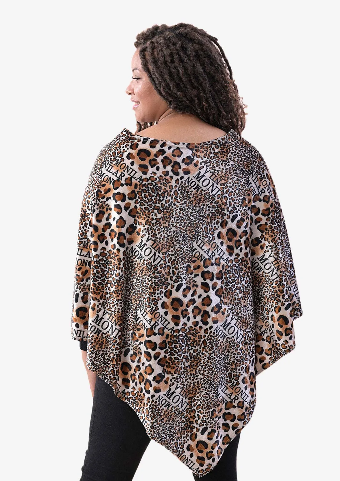 Leopard Printed Velvet Poncho