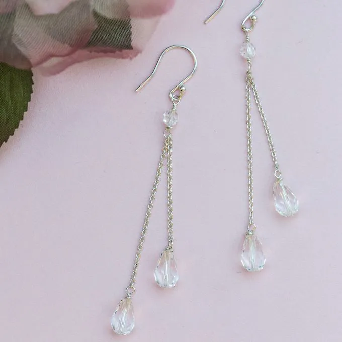 Lili Long Drop Bridal Earrings