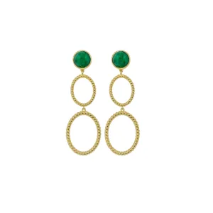 Lucie Double French Twist & Emerald Earrings