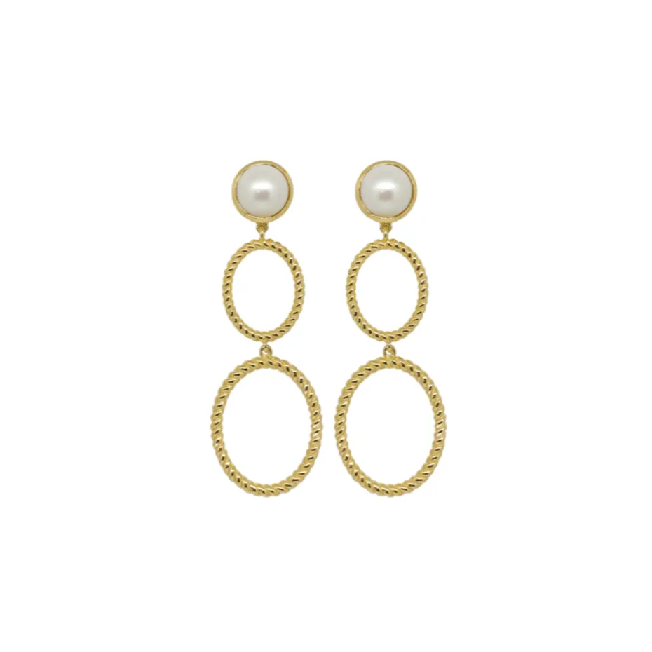 Lucie Double French Twist & Freshwater Pearl Earrings