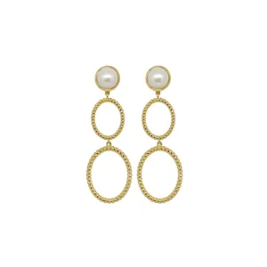 Lucie Double French Twist & Freshwater Pearl Earrings