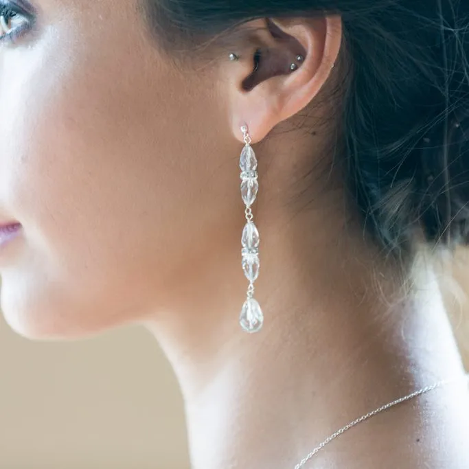 Margot Long Drop Bridal Earrings