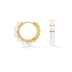 Medium Timeless Pearl Huggie Hoops