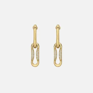 Milano Pinched Link Drop Earrings With Diamonds