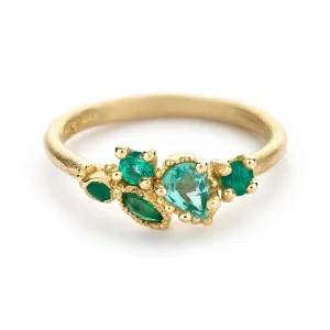 Mixed Cut Emerald Cluster Ring