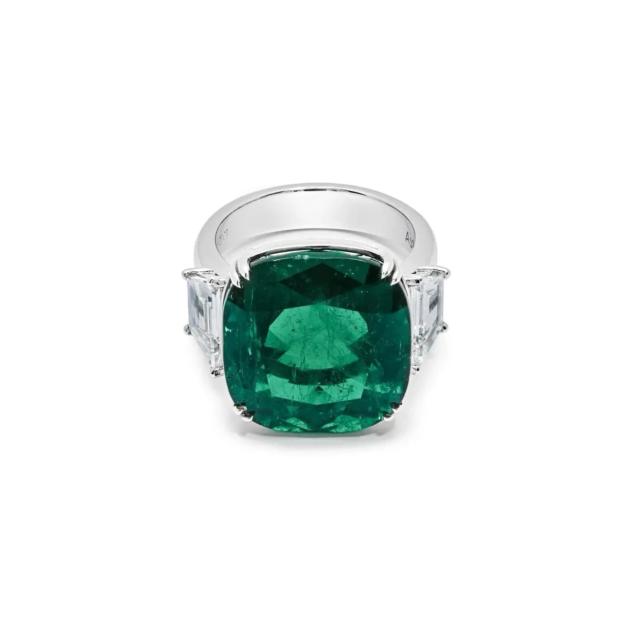 One-of-a-Kind Cushion-Cut Emerald Ring With Diamonds