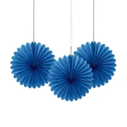 Paper Decorative Fan 6" Royal Blue - 3 ct.