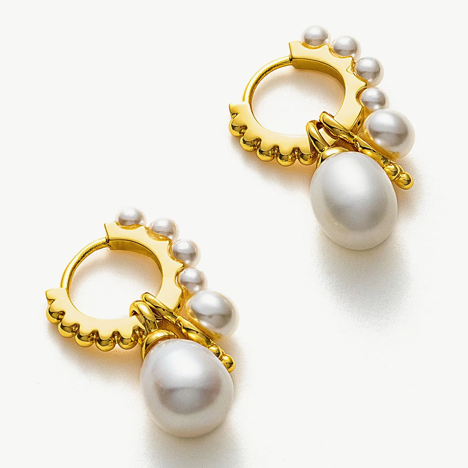 Pearl Huggie Hoops