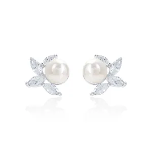 Pearl Leaf Earrings