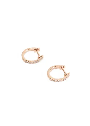 Rose 18K Gold Diamond Studded 10mm Hoop Earrings