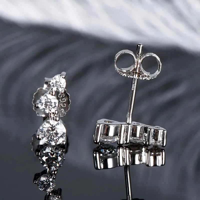 Rose Moissanite Diamond Climber Studs