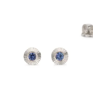 Small Aurora Blue Sapphire Stud Earring in Sterling Silver