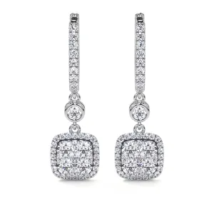 Square Dangling Diamond Earrings