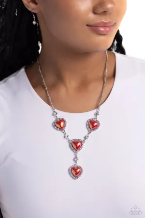 Stuck On You - Red Heart Necklace - Paparazzi Accessories