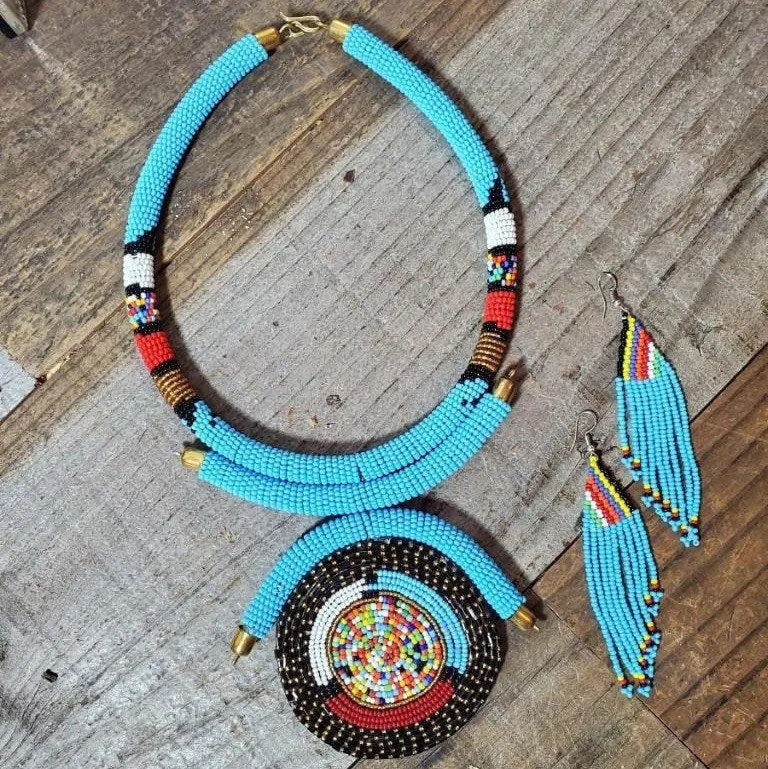 Swirl Beaded Tribal Necklace Set