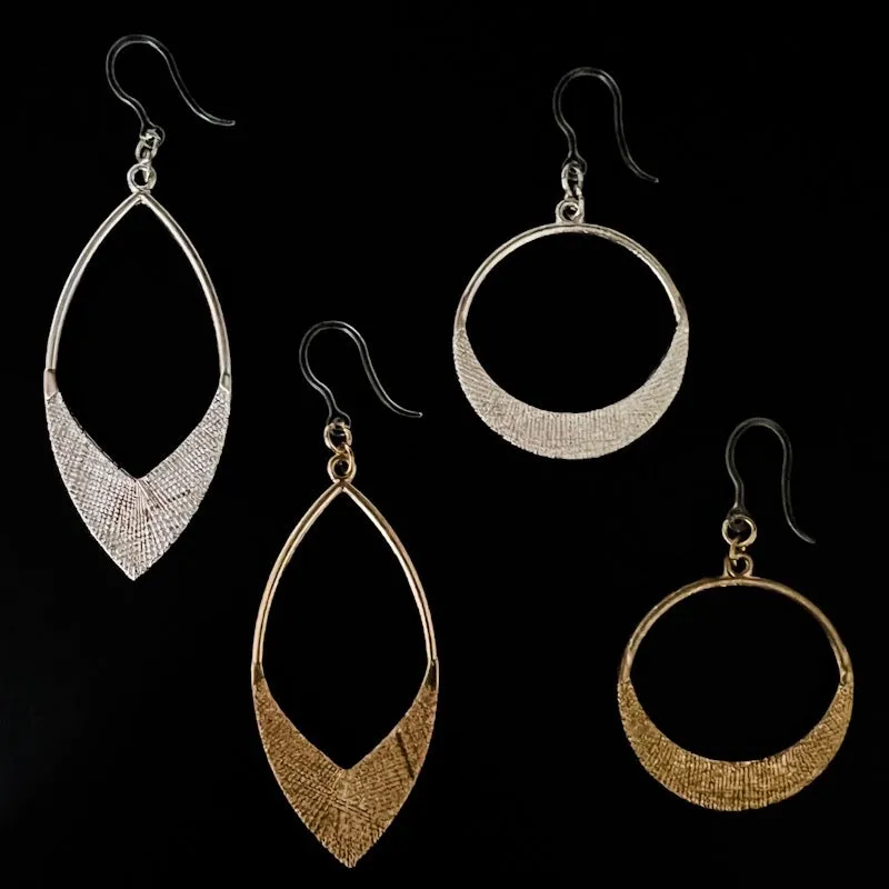 Textured Metallic Drop Dangles Hypoallergenic Earrings for Sensitive Ears Made with Plastic Posts