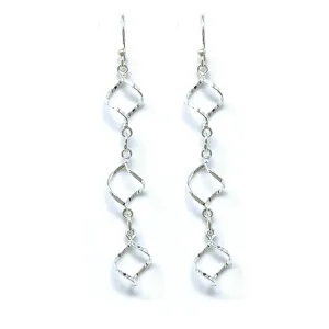 Twisted Hoop Chain Link Sterling Silver Earrings