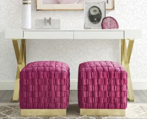 Velvet Ottoman, Fuchsia & Gold