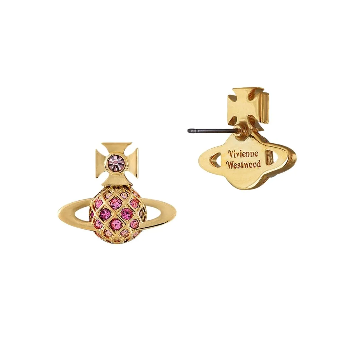 Vivienne Westwood Willa Bas Relief Earrings in Gold and Light Rose