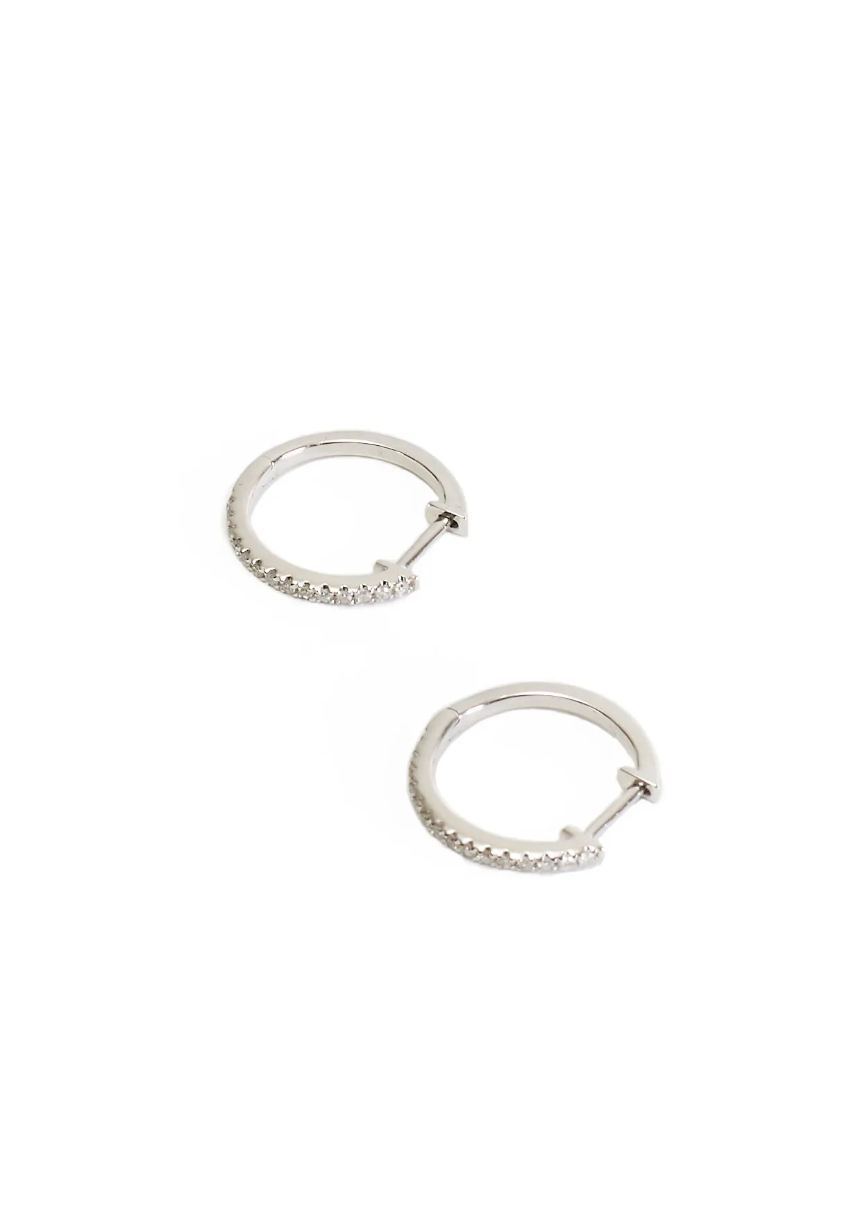 White 18K Gold Diamond Studded 15mm Hoop Earrings